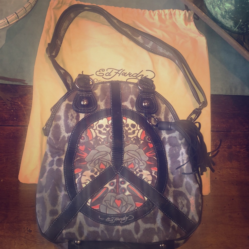 Ed Hardy Preston Peace Sign Purse